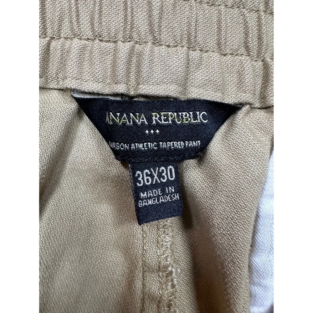 Banana Republic Mason Athletic Tapered Pants Mens 36x30 Khaki Tan Elastic Waist